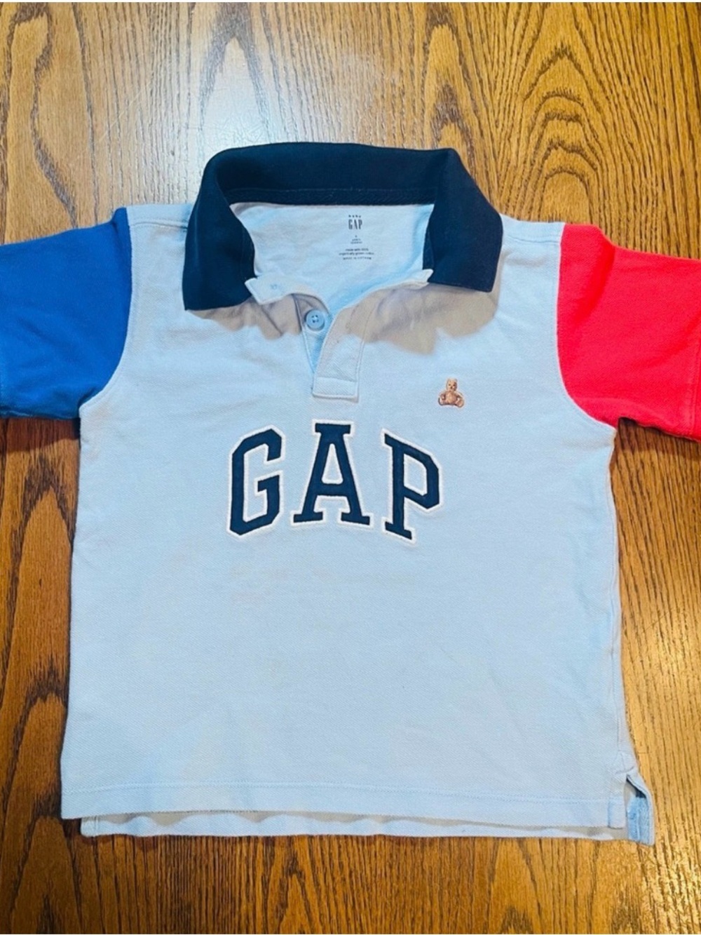 Baby Gap 5T Boys Organic Cotton Pique Embroidered Brannan Bear Color Block Polo